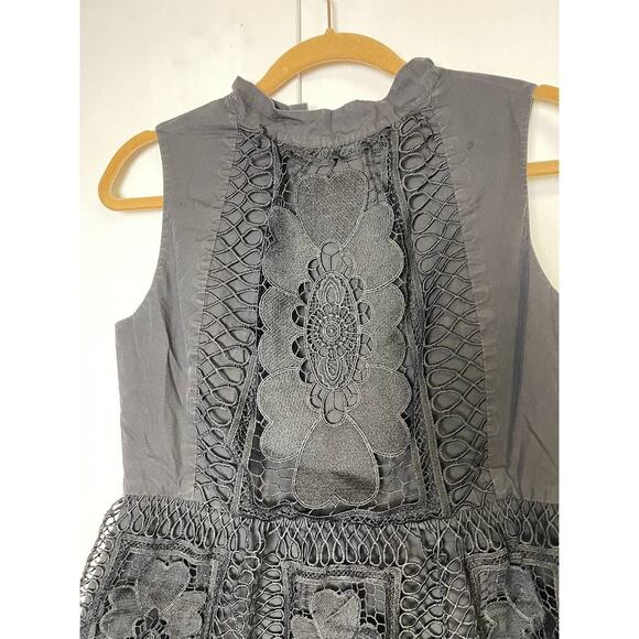 Gracia Top Lace Peplum Embroidered Blouse Womens Medium Romantic Floral Crochet - Picture 3 of 14